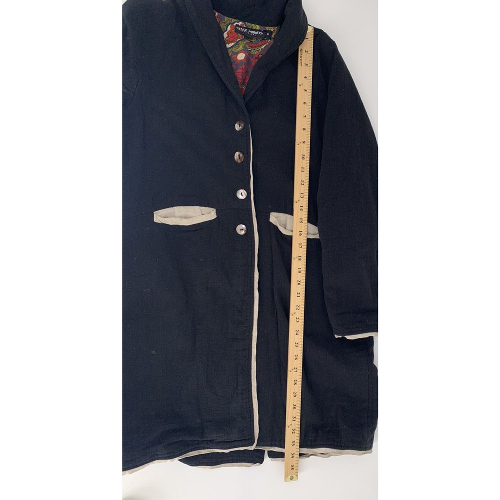 LITTLE JOURNEYS CHICAGO Floral Lined Black Cheesecloth Coat M - Picture 9 of 11